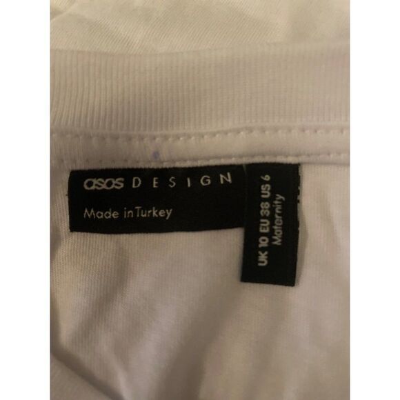 ASOS Design, white laced short sleeve, elastic waist, crew neck white top size 6 - Picture 6 of 9